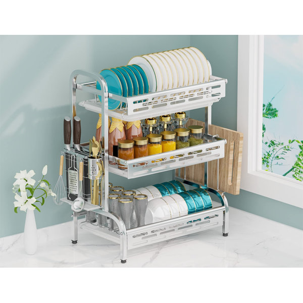 Plastic Dish Drainer Tray, Kitchen Large Sink Drying Rack, Worktop